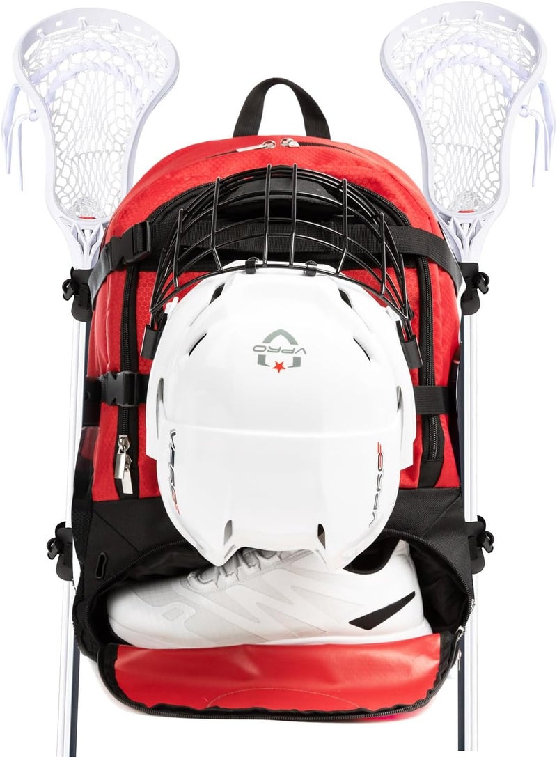 MARITTON Lacrosse Bag Backpack Holds Lacrosse & Field Hockey Equipment - Two Stick Holders, Separate Cleats Shoe Compartment - Image 1